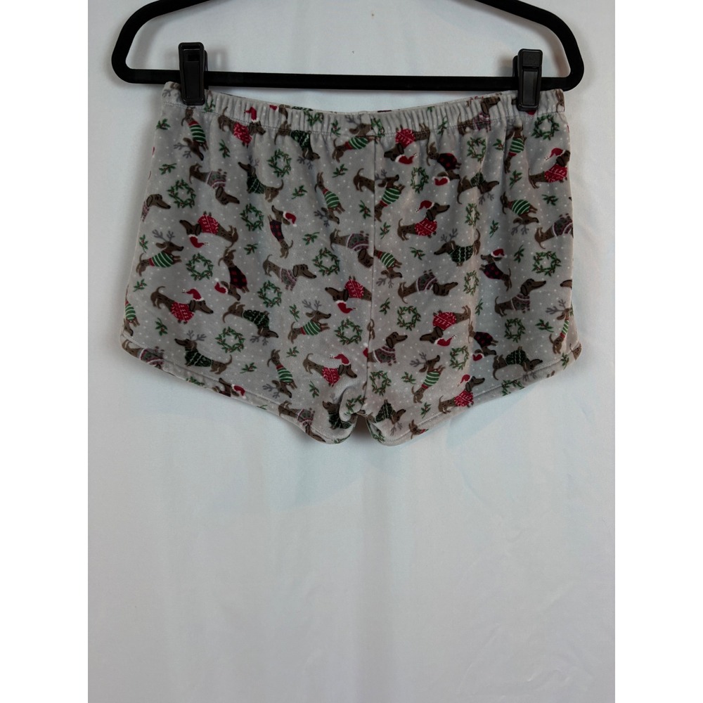 Cynthia Rowley Christmas Dachshund Pajama Shorts Gray Fleece Dog Print Small - Picture 2 of 5